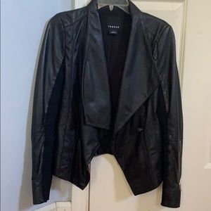 Trouve drape collar blk leather jacket S like new